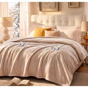Sealy Electric Blanket Queen Flannel Sherpa Heated Reversible 84x90